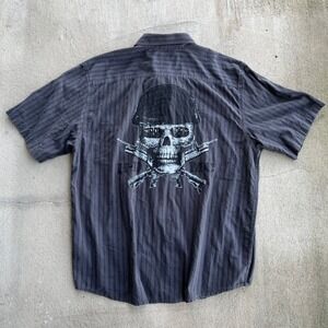 Harley Davidson Mens XL Skull Graphic‎ Button Up Shirt Short Sleeve